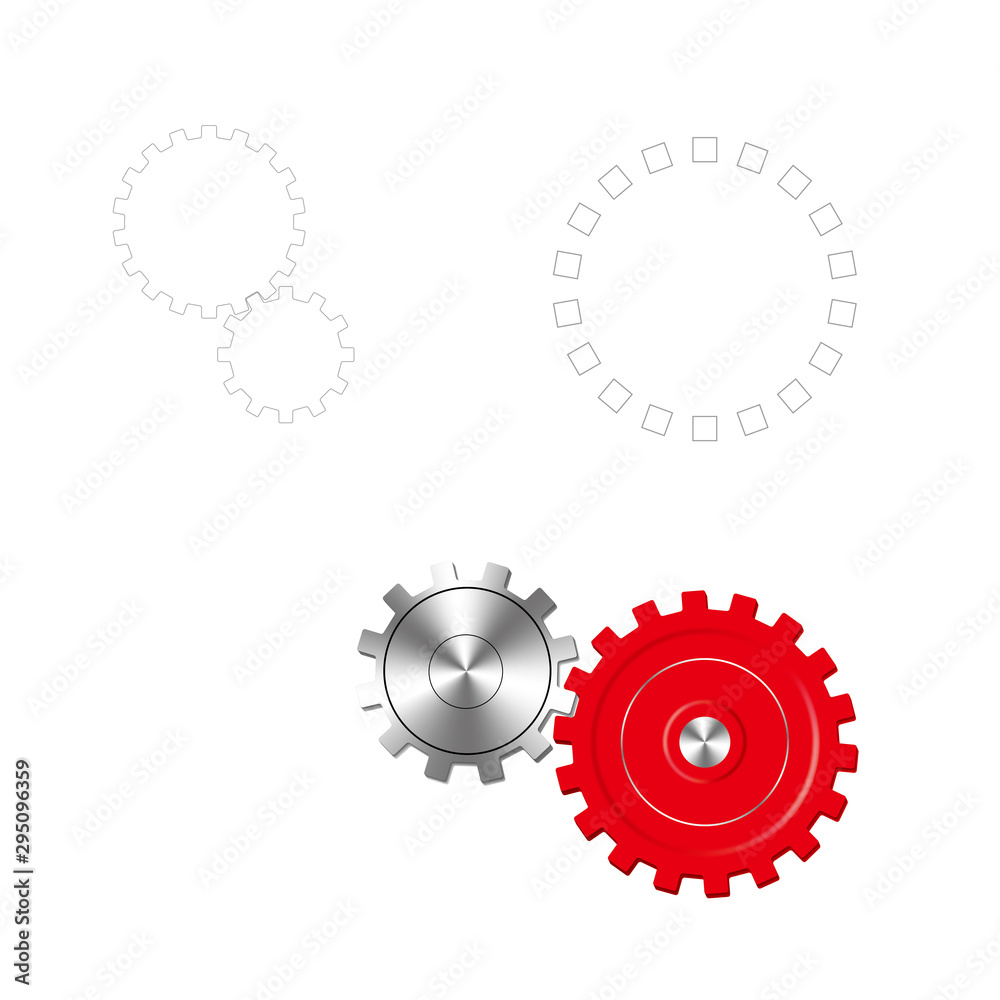 Vector drawn gears. Isolated on white background.