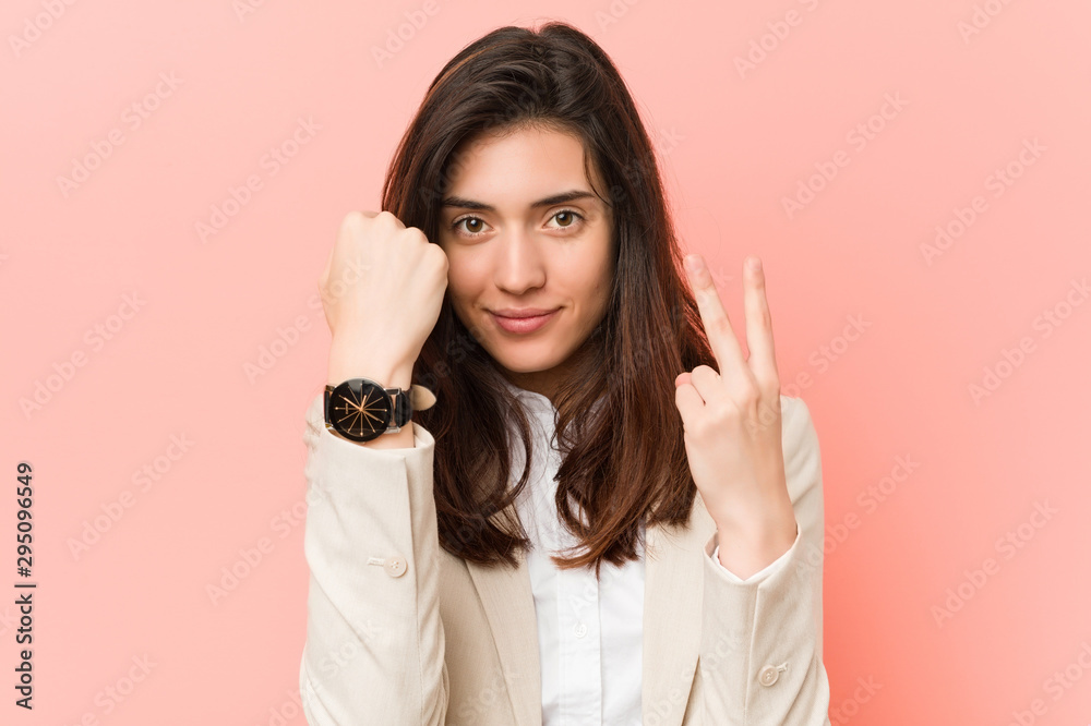 Young caucasian woman thinking about the time Young caucasian woman thinking about the time