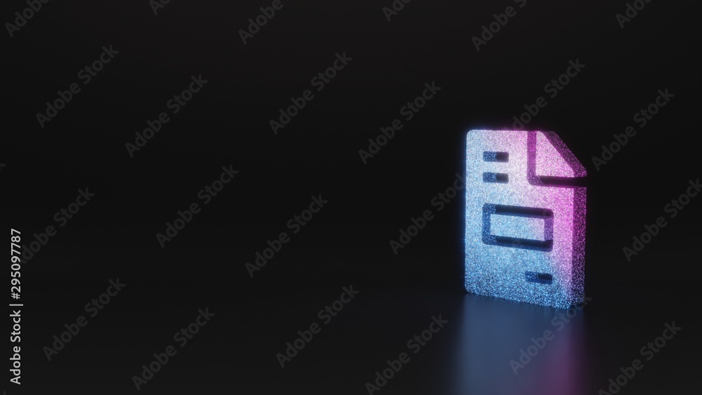 science glitter symbol of file invoice icon 3D rendering science glitter symbol of file invoice icon 3D rendering