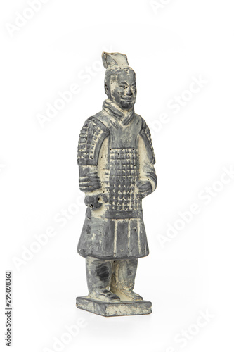 Warrior statue army of Qin Shi Huang First Emperor of China isolated on white background.