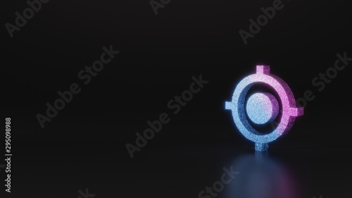 science glitter symbol of gps fixed indicator icon 3D rendering