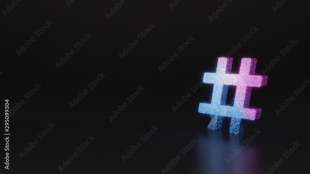 Obraz premium science glitter symbol of hashtag icon 3D rendering