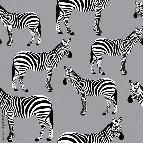 Zebras Seamless Pattern, Safari Animal Zebra Surface Pattern, Zebra Vector Repeat Pattern for Home Decor, Textile Design, Fabric Printing, Stationary, Packaging, Wall paper or Background