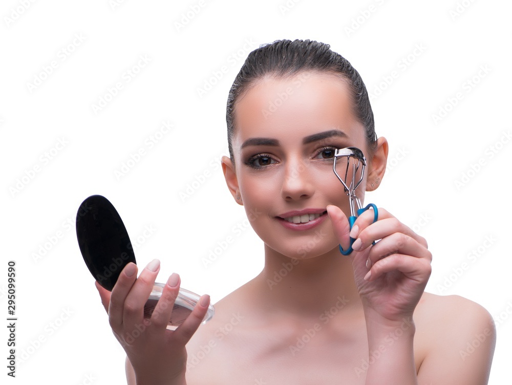 Woman in beauty concept applying make up using cosmetics Woman in beauty concept applying make up using cosmetics