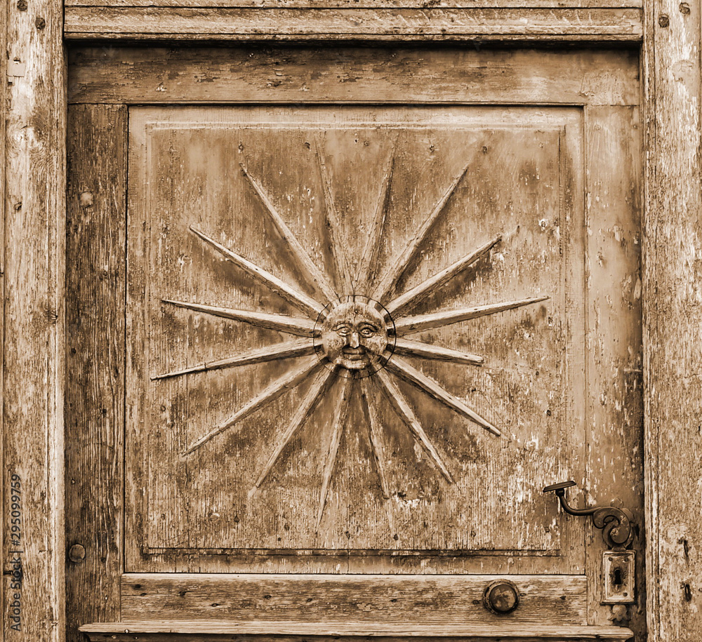 Fototapeta premium Old wooden door detail in Transylvania region, Romania