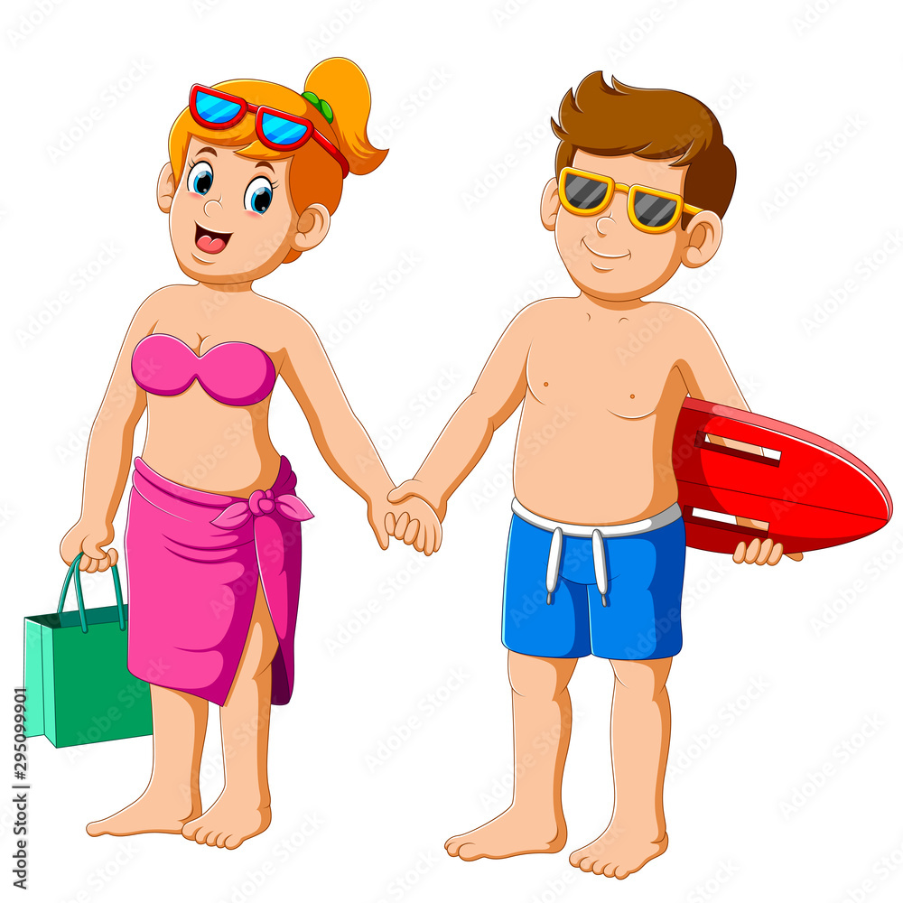 loving couple in bathing suits In the summer holiday swim and go for sports loving couple in bathing suits In the summer holiday swim and go for sports