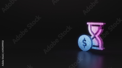 science glitter symbol of hourglass icon 3D rendering