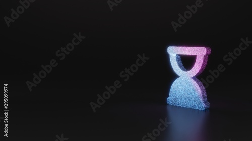 science glitter symbol of hourglass end icon 3D rendering