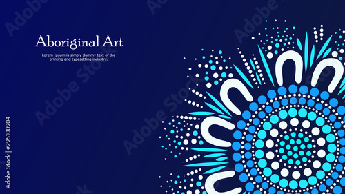 Aboriginal dot art vector banner with text.