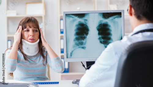 Young woman visiting radiologist for x-ray exam