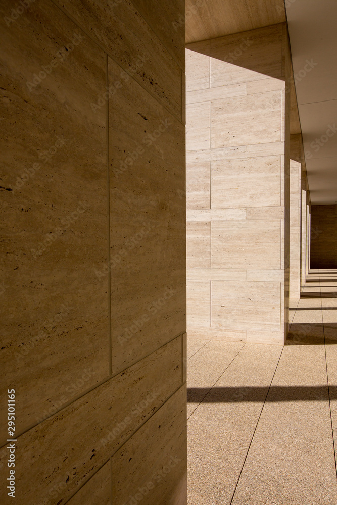 Marble Columns in corridor with sunlight at office Marble Columns in corridor with sunlight at office