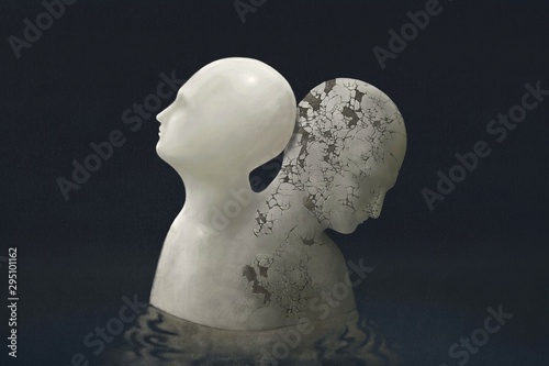 Contrast emotional human head surreal painting photo