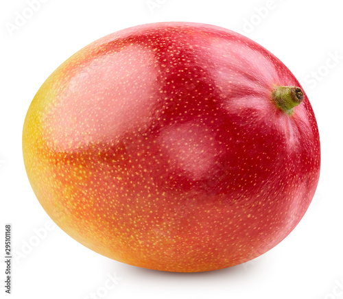 Red mango isolated on white. Mango Clipping Path.