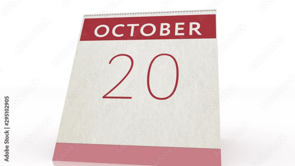October 20 date. calendar change to October 20 animation October 20 date. calendar change to October 20 animation