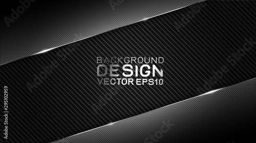 Vector design trendy and technology concept. Dark frame border dimension by carbon fiber texture and copy space on dark background, Abstract futuristic technology template.