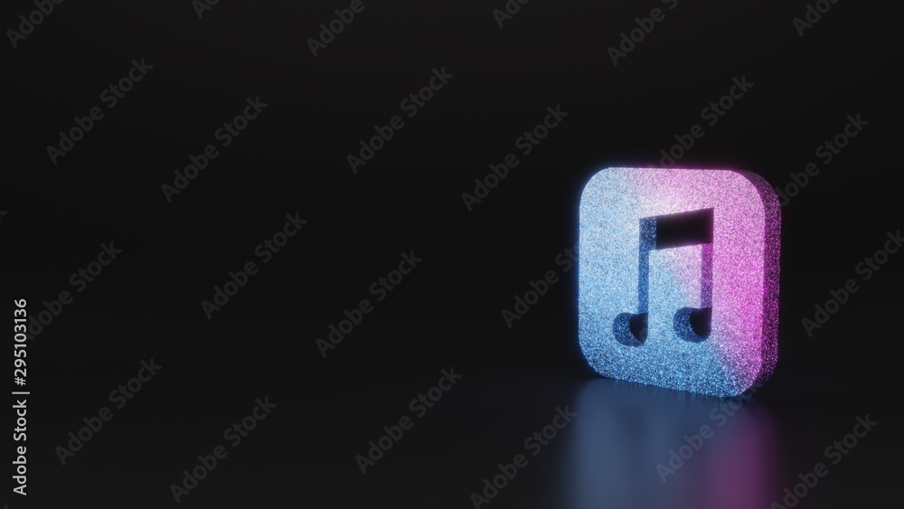 science glitter symbol of music icon 3D rendering