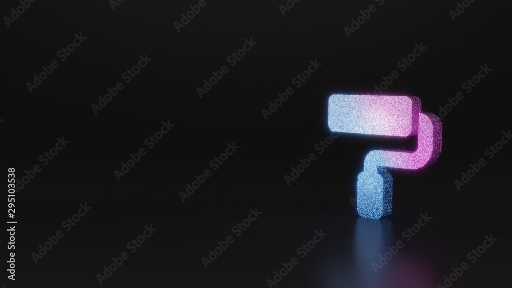 science glitter symbol of paint roller icon 3D rendering science glitter symbol of paint roller icon 3D rendering