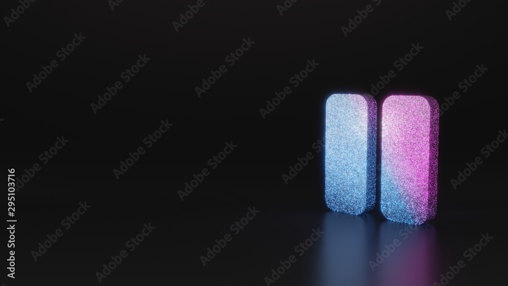 science glitter symbol of pause icon 3D rendering science glitter symbol of pause icon 3D rendering