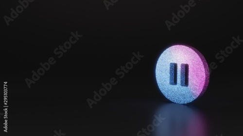 science glitter symbol of pause circle icon 3D rendering
