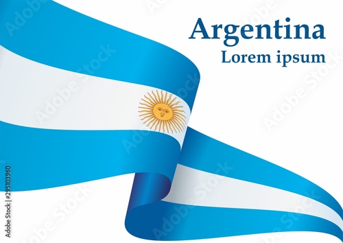 Flag of Argentina, Argentine Republic. Template for award design, an official document with the flag of Argentina and other uses. Bright, colorful vector illustration.