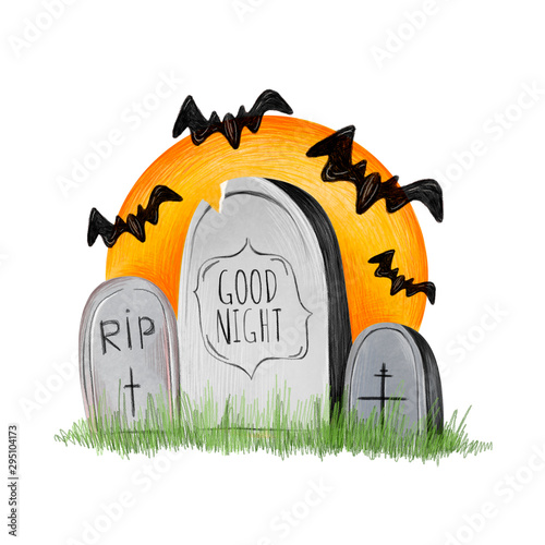 Cute halloween illustration. Hand drawn illustration