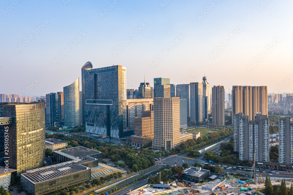 Obraz premium panoramę miasta w hangzhou w chinach