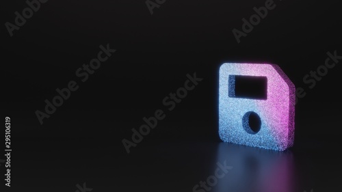 science glitter symbol of save icon 3D rendering