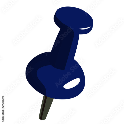 Push Pin blue realistic vector illustration isolated