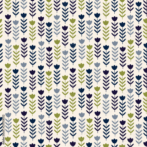 Vector organic seamless pattern. Abstract texture with flowers in scandinavia...