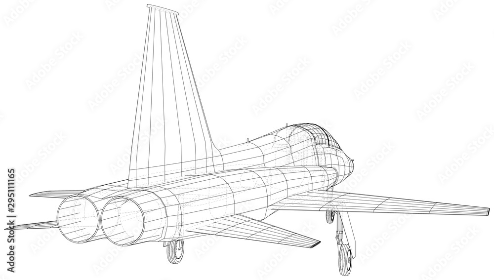 Outline Airplane. Vector rendering of 3d. Wire-frame style. The layers of visible and invisible lines are separated. Outline Airplane. Vector rendering of 3d. Wire-frame style. The layers of visible and invisible lines are separated.