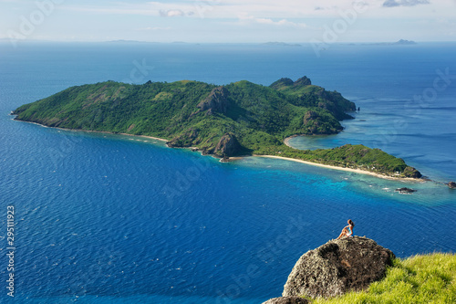 View of Kuata Island from Vatuvula Volcano on Wayaseva Island, Yasawas, Fiji photo