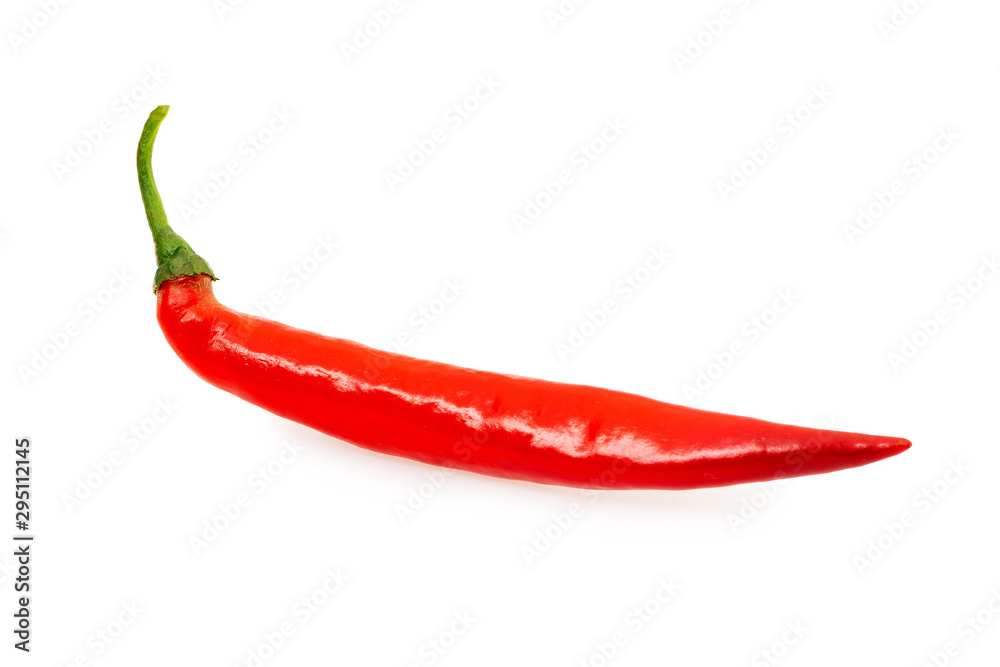 Closeup image of red hot chili cayenne pepper isolated at white background. Spicy natural food. Closeup image of red hot chili cayenne pepper isolated at white background. Spicy natural food.
