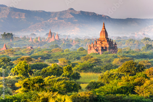 temple of Bagan  Myanmar in the Archaeological Park  Burma. Sunrise