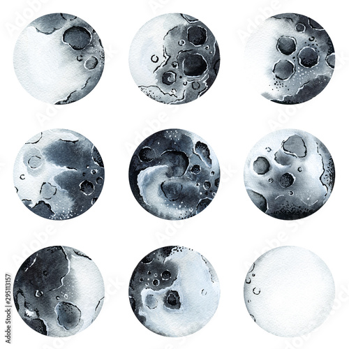 Watercolor planets. Hand drawn illustration
