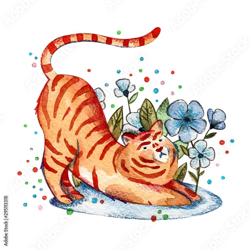 Cute watercolor animal. Hand drawn illustration. Watercolor illustration