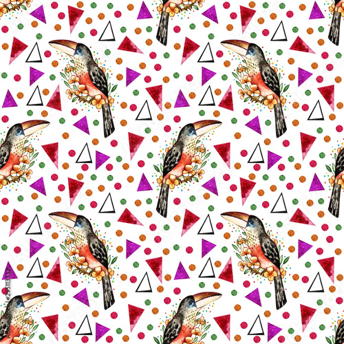 Cute watercolor pattern. Seamless pattern. Hand drawn illustration