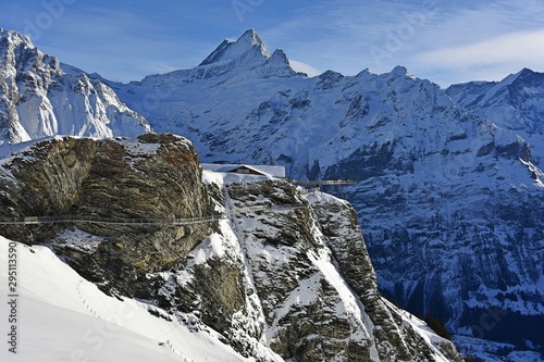 cliff walk in winter at First Grindelwald Switzerland