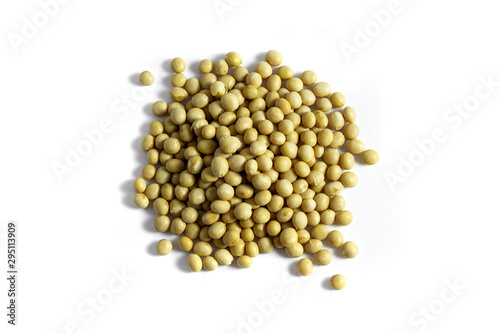 a pile of dried soybeans on white background