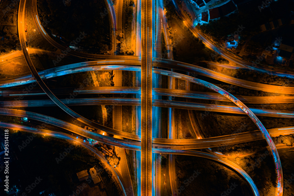 Modern Clever transportation with Expressway top aerial view, highway