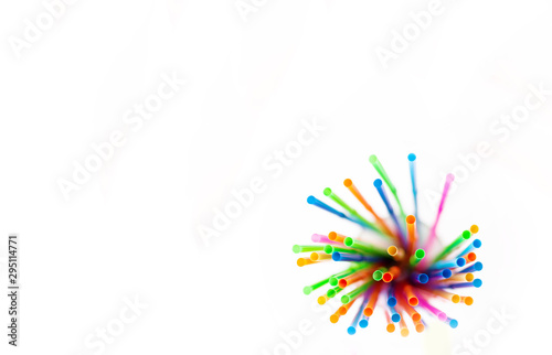 colored straws isolated on white background
