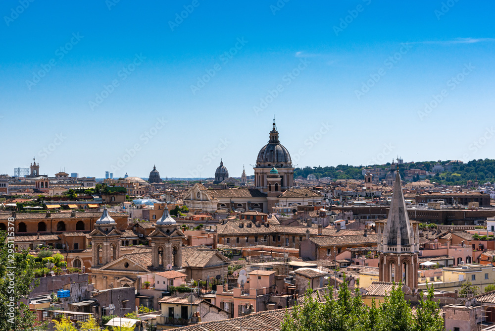 View on Rome from Villa Borghese, Rome, Italy.
