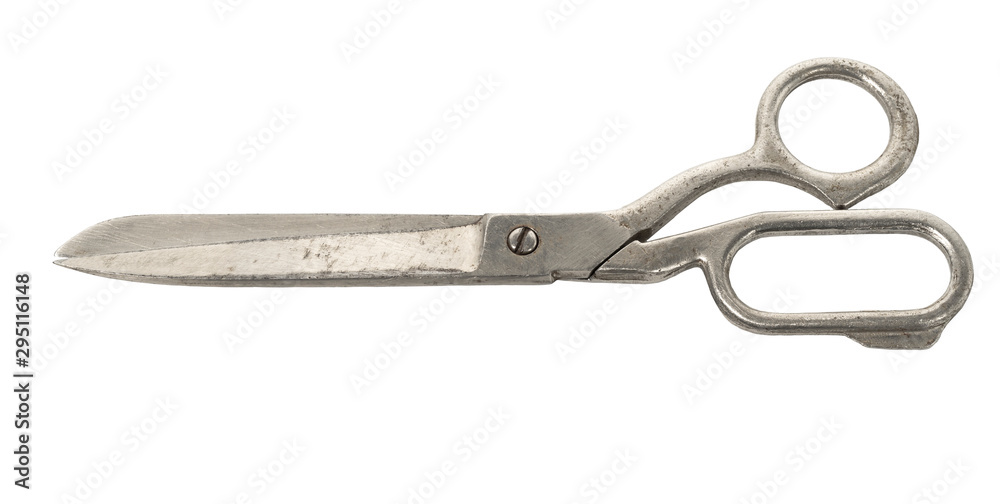 Top view of old scissors isolated on white Top view of old scissors isolated on white