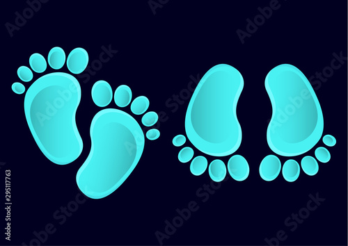 Baby feet icon flat element isolated on dark background. Element for your design.