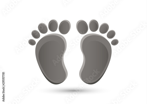 Baby feet icon flat element isolated on white background. Element for your design.