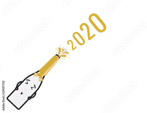 Cute Champagne Bottle And The Numbers 2020