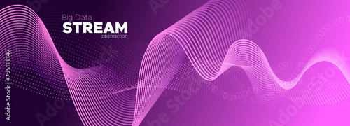 Particle Motion. Violet Big Data Concept. Purple 