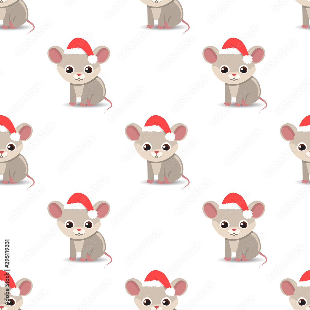 seamless pattern with new year cute rats