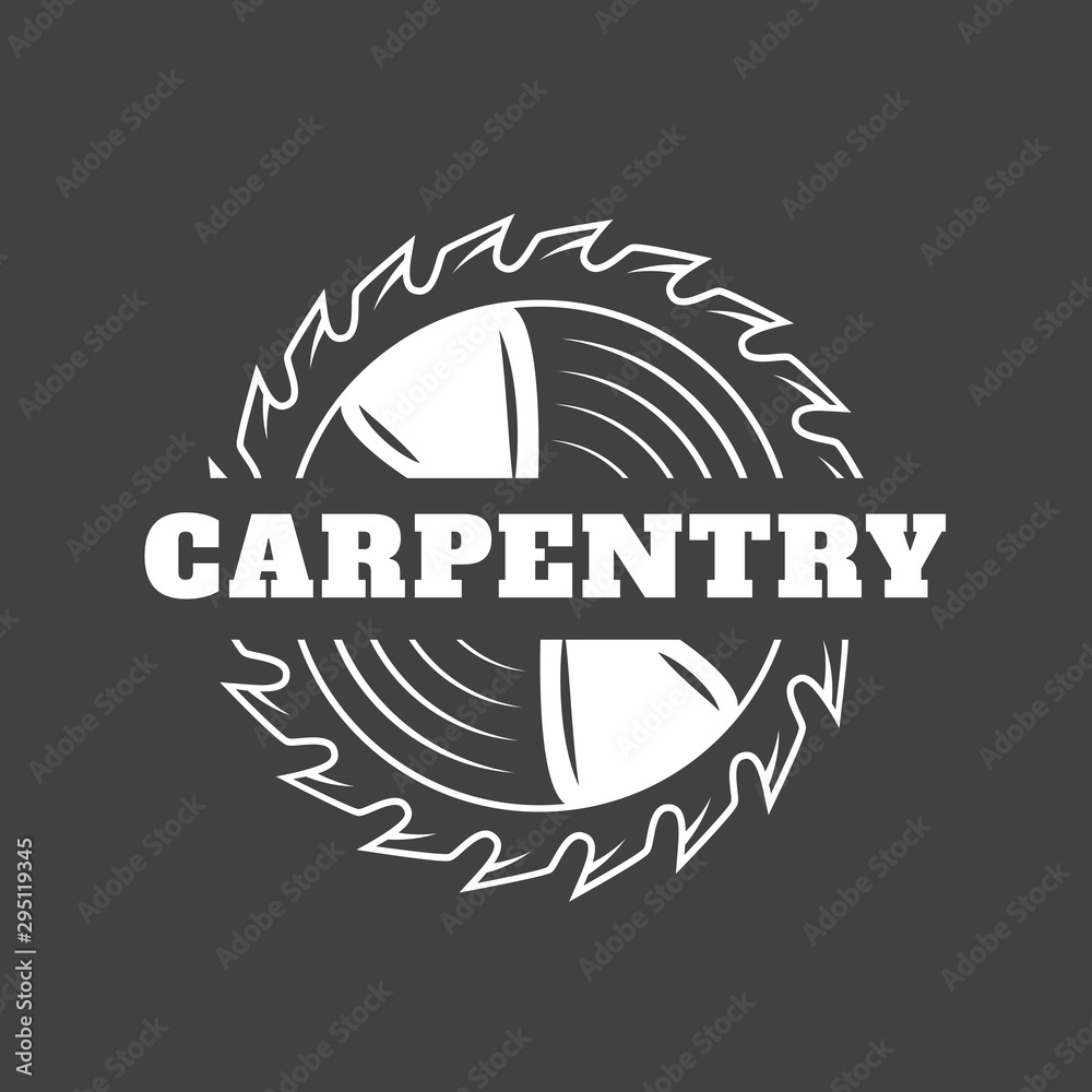 Carpentry label isolated on black background Carpentry label isolated on black background