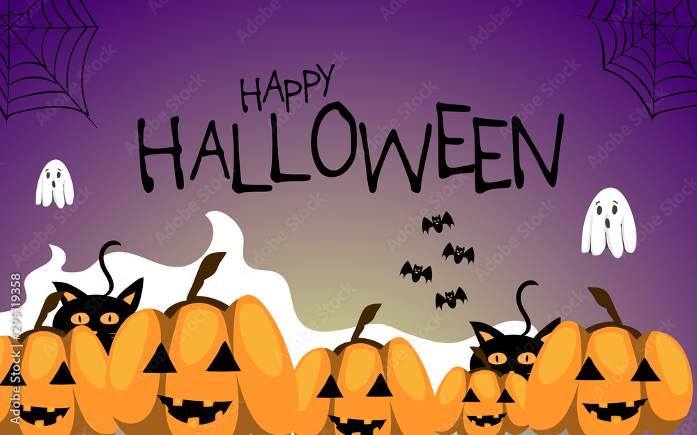 Happy Halloween Text Banner  Vector