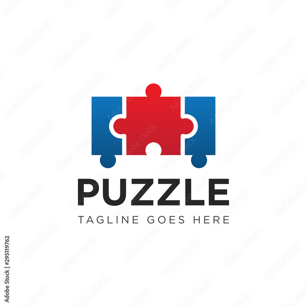 Obraz premium puzzle logo and icon vector illustration design template
